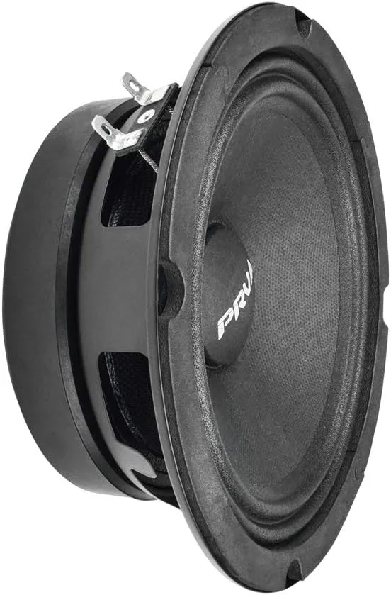 PRV AUDIO 6.5 Inch Shallow Midrange Speaker, 6MR200A-4, 200 Watts Program Power, 4 Ohm Shallow Mount Car Audio Slim Speaker, 1.5 in Voice Coil, 100 Watts RMS, Compact for Doors (Single)