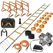 Kvittra Adjustable Speed Training Hurdles Fitness & Speed Training Equipment with Agility Ladder - Plyometric Fitness & Speed Training – Hurdle/Obstacles for Soccer, Football, Track & Field