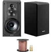 Sony SSCS5 3-Way 3-Driver Bookshelf Speaker System (Black) Bundle with 100 feet, 16AWG Speaker Wire (2 Items)