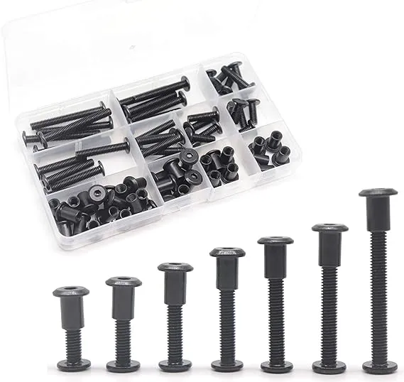 binifiMux Black M6 Hex Drive Socket Cap Bolts Kit binifiMux 35-Set Allen Head Countsunk Furniture Crib Bolts Nuts Kit