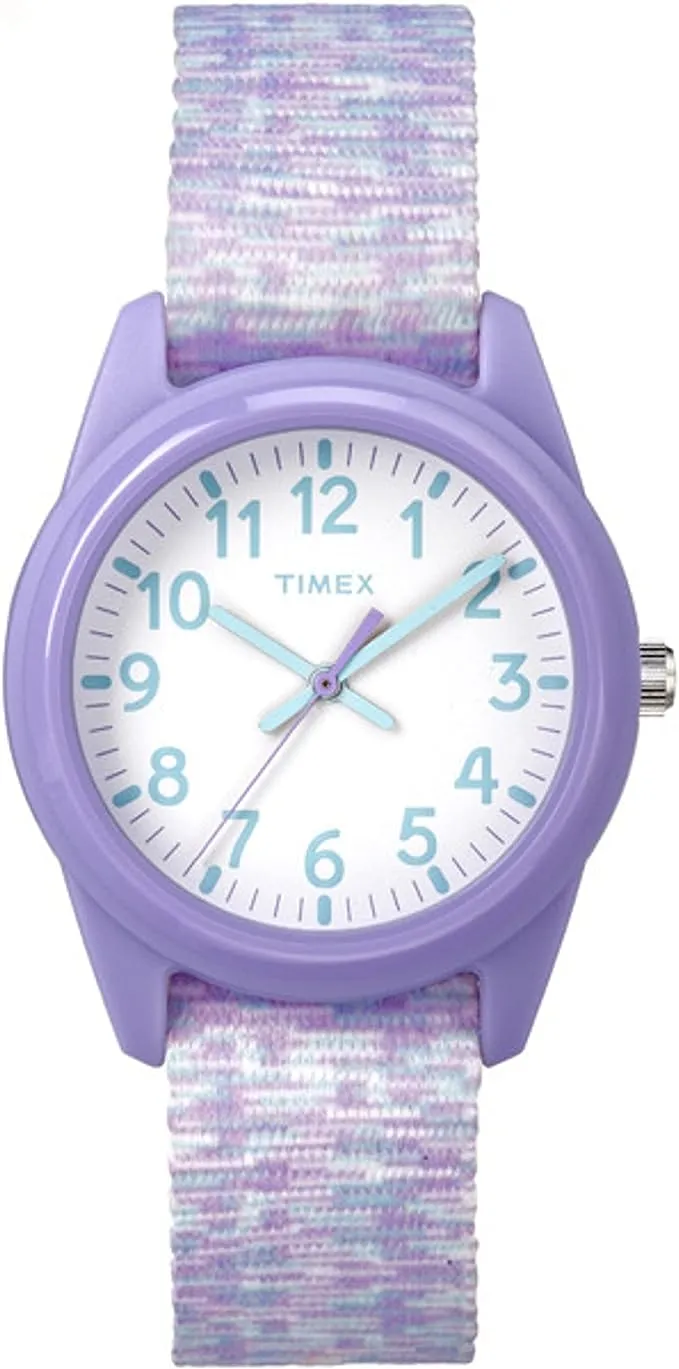 Timex Girls TW7C12200 Time Machine Purple/White Sport Elastic Fabric Strap Watch