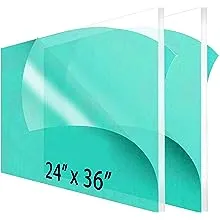 2-Pack 24 x 36” Clear Acrylic Sheet Plexiglass – 1/4” Thick; Use for Craft Projects, Signs, Sneeze Guard and More; Cut with Cricut, Laser, Saw or Hand Tools – No Knives