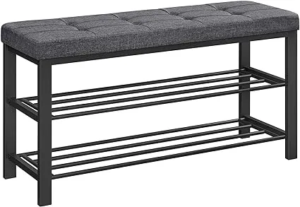 SONGMICS Shoe Bench, Storage Bench, Entryway Bench with Cushion, Shoe Shelf with Seat, Space-Saving, Modern Style, for Living Room, Bedroom, Hallway