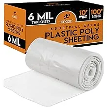 Clear Poly Sheeting - 10&#039; x 100&#039; Feet 5.2 Mil Thick Plastic Tarp Waterproof