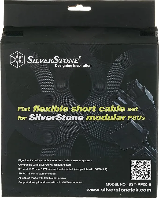 SilverStone PP05-E Flat Flexible Short Cable Set for Modular PSUs