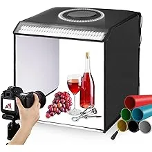 OBEST Photo Studio Light Box Photography,16"x16" with 237 LED Lights Beads and 6 Color Backdrops,Adjustable 5500K Brightness,Professional Shooting Light Tent,Portable (Black2 :16 x 16 Inch Studio Box)OBEST Photo Studio Light Box Photography,16"x16" with 