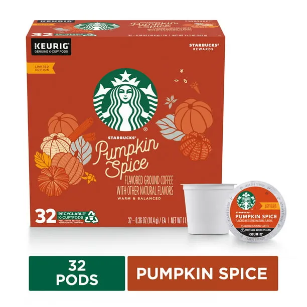 Starbucks Cápsulas de café K-Cup, café con sabor a especias de calabaza, 100% arábica, sabor natural, 10 unidades (paquete de 6)