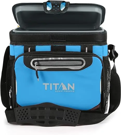 Arctic Zone Titan Deep Freeze Cooler - 9 Can Zipperless Hardbody Cooler - Process Blue Cooler with Deep Freeze Insulation, HardBody Liner, and SmartShelfArctic Zone Titan Deep Freeze Cooler - 9 Can Zipperless Ha…