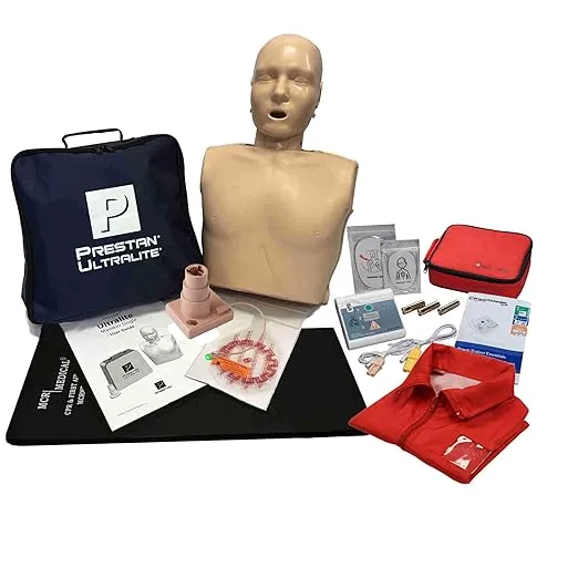 MCR Medical - CPR Training Kit w Prestan Ultralite w Feedback CPR Manikin, WNL Essentials AED Trainer, MCR Accessories