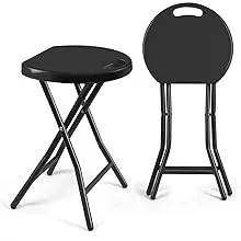 TAVR Folding Stool Set of Two 18.1 inch Height Light Weight Metal and Plastic Fo