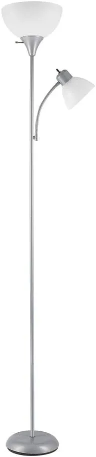 Globe Electric 67134 Delilah 72 in. Silver Torchiere Floor Lamp with Adjustable Reading Light