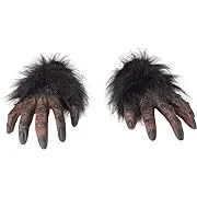 Halloween Fancy Dress Adult Hairy Werewolf Monster Hands Claws Gloves Brown Wolf