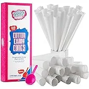 Cotton Candy Cones 100 Pack, White Plus Bonus Little Sugar Scoop for Easy