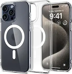 Spigen Magnetic Ultra Hybrid MagFit Designed for iPhone 15 Pro Max Case, [Anti-Yellowing] [Military-Grade Protection] Compatible with MagSafe (2023) - Frost Clear