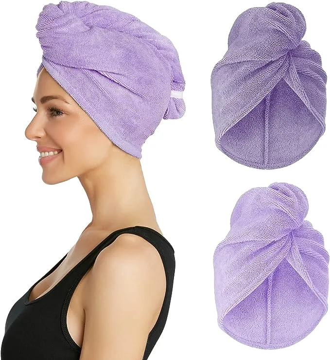 Turbie Twist Microfiber Hair Towel Wrap for Women and Men | 2 Pack | Bathroom Essential Accessories | Quick Dry Hair Turban for Drying Curly, Long & Thick Hair (Dark Pink, Light Pink)