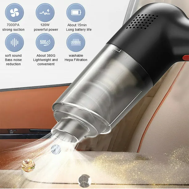 Handheld Vacuum Cordless, 8000PA Powerful Cyclonic Suction Mini Car Vacuum Cleaner, Rechargeable Portable Vacuum Cleaners with LED Light & Washable Filter for Car Home Pet Hair