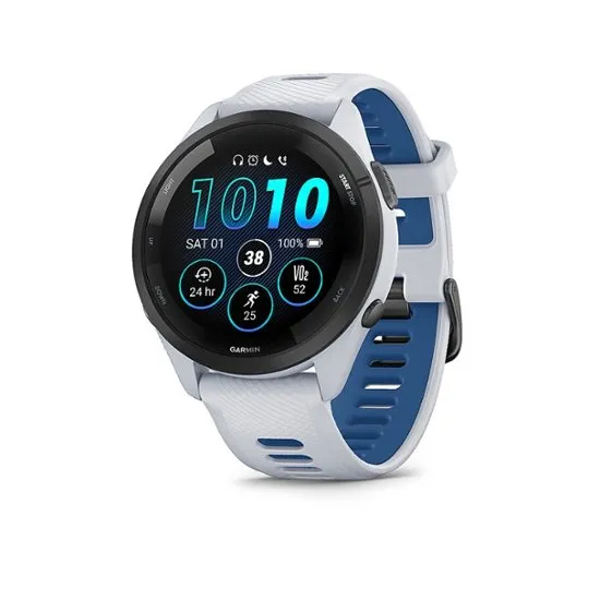 Garmin Forerunner 265S Running Smartwatch, Colorful AMOLED Display, Training Metrics and Recovery Insights, Whitestone and Neo Tropic 42 mm