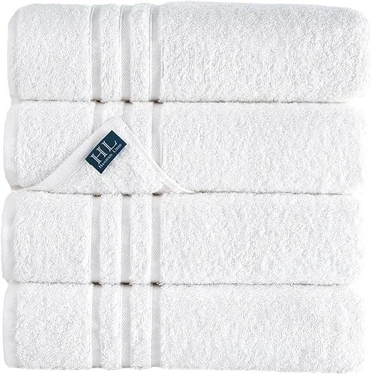 Hawmam Linen White Bath Towels Set 6-Piece Original Turkish Cotton Soft, Absorbent and Premium Towel for Bathroom and Kitchen 2 Bath Towels, 2 Hand Towels, 2 Washcloths