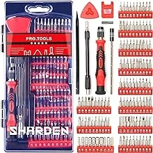 SHARDEN Precision Screwdriver set, 124 in 1 with 110 Bits Magnetic Screwdriver Kit, Professional Electronics Repair Tool Kit for Tablet, Computer, Laptop, PS4, PC, iPhone, Xbox, Game Console (red)