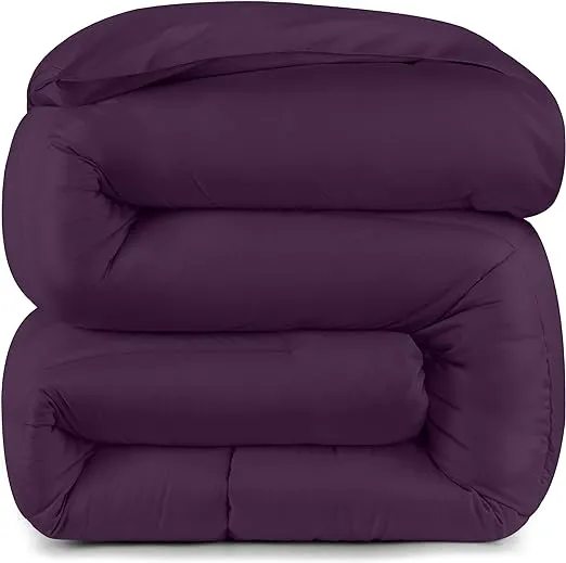 Utopia Bedding All Season 250 GSM Comforter - Plush Siliconized Fiberfill Comforters - Box Stitched (Plum, Queen)