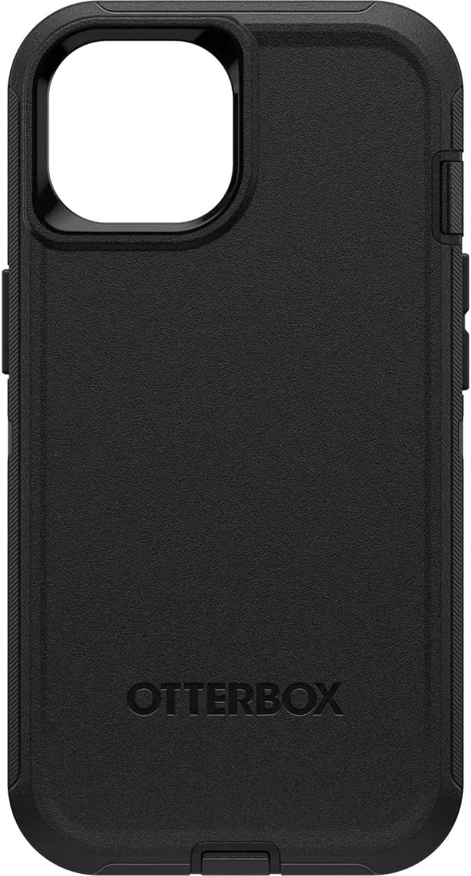 OtterBox iPhone 15, iPhone 14, and iPhone 13 Defender Series Case - BLACK, screenless, rugged & durable, with port protection, includes holster clip kickstand (ships in polybag)