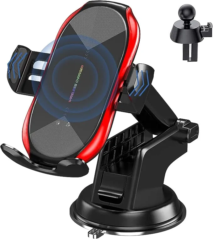 Yitumu Wireless Car Charger Mount,15W Qi Fast Charging Auto-Clamping Car Phone ...