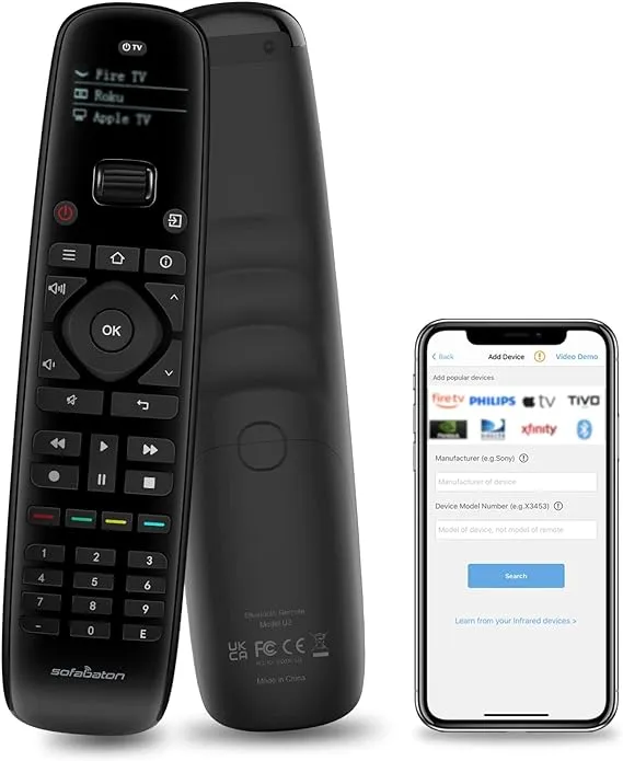 SofaBaton U2 Universal Remote with Customizable App, All-in-One Smart Remote Control, Compatible with TV/Soundbar/Streaming Players and More