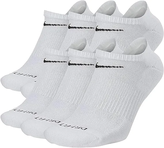 Nike Everyday Plus Cushioned No-Show Training Socks (6-Pack) White | Black XL