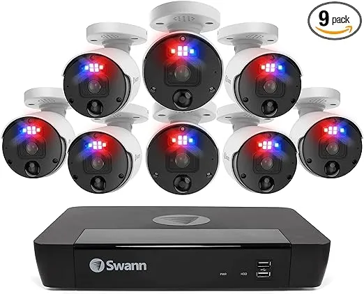 Swann - ProEnforcer 8-Channel, 8-Cameras Indoor/Outdoor Wired 12MP Ultra HD 2TB NVR Security System - White Surveillance