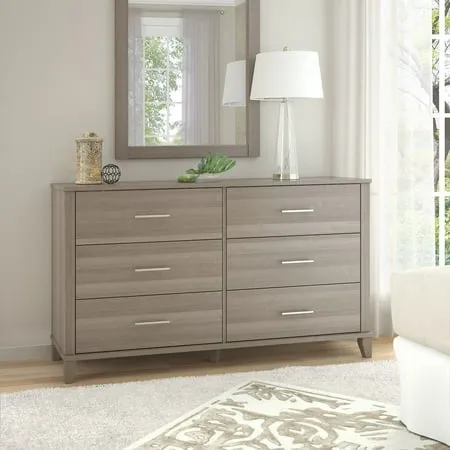 Bush Furniture Somerset 6 Drawer Dresser in Platinum Gray