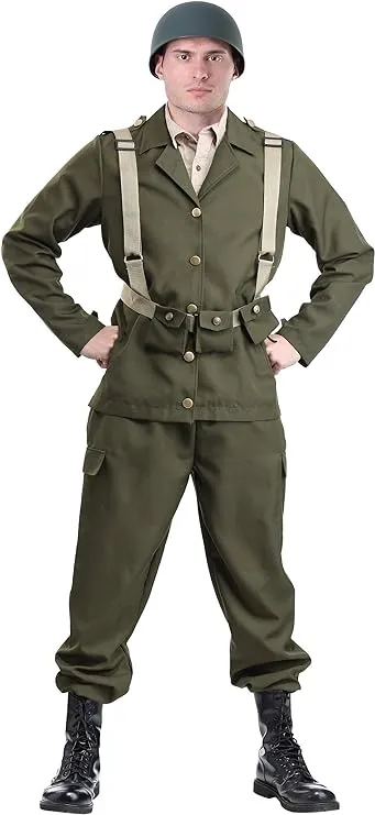 Men Adult FUN Costumes Deluxe WW2 Soldier Costume Military Costumes