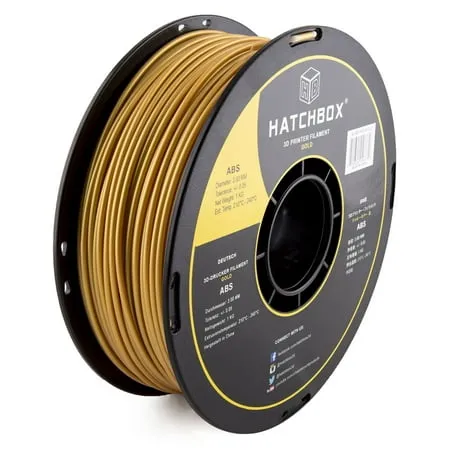 HATCHBOX 3D ABS-1KG3.00-Gold ABS 3D Printer Filament Dimensional Accuracy +/- 0.05 mm 1 kg Spool 3.00 mm Gold