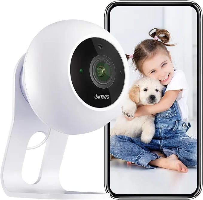 winees 2K Indoor Security Camera, QHD WiFi Camera with 2-Way Audio, 4MP Pet Camera with Phone APP, 2.4GHz, Clear IR Night Vision, Human and Motion Detection for Baby/Mom, Alexa Compatible M2