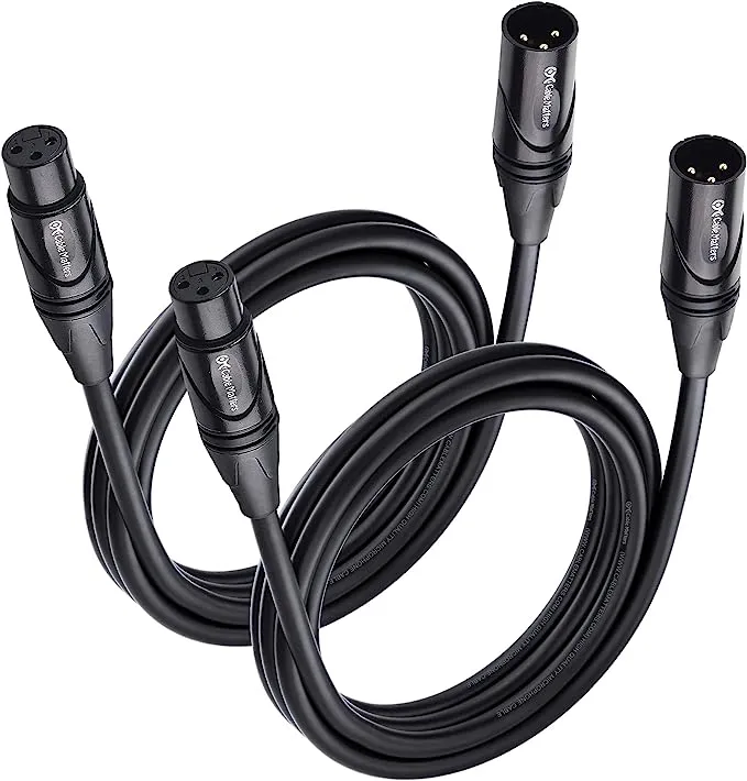 Cable Matters 2-Pack Premium XLR to XLR Cables, XLR Microphone Cable 6 Feet, Oxygen-Free Copper (OFC) XLR Male to Female Cord, Mic Cord, XLR Speaker Cable, Black