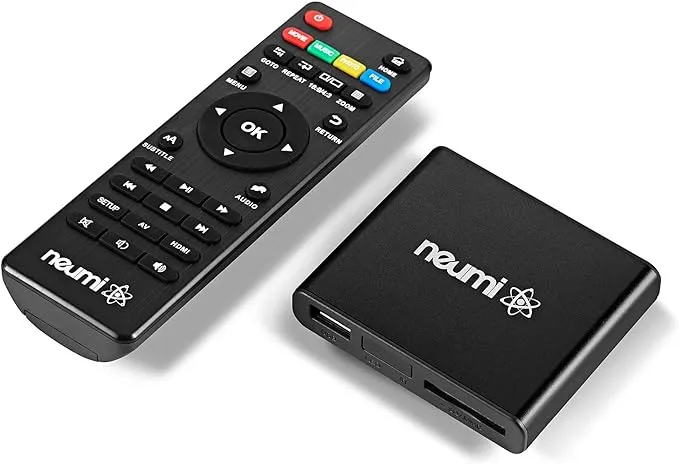 NEUMI Atom 1080P Full-HD Digital Media Player for USB Drives and SD Cards, HEVC/H.265, HDMI and Analog AV, Automatic Playback, Looping, Trigger Capability