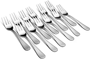 Snamonkia Appetizer Small Forks Set of 12, 5.4 Inches, Dessert Forks Stainless Steel, 3-Tine Portable Cocktail Salad Fruit Forks for Party Travel