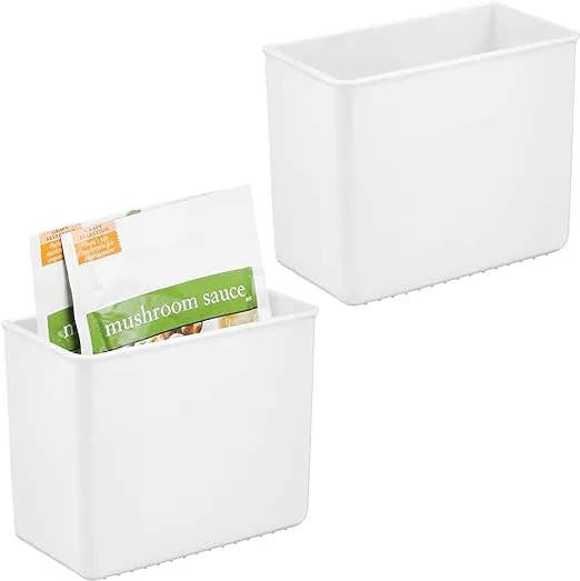 mDesign Plastic Adhesive Mount Storage Organizer Container for Kitchen or Pantry Wall Organization - Space Saving Holder for Sandwich Bags, Foil - 6