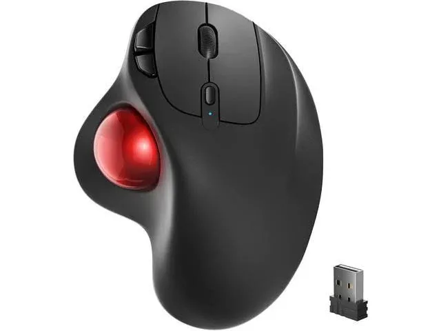 Wireless Trackball Mouse, Rechargeable Ergonomic Mouse, Easy Thumb Control, Precise & Smooth Tracking, 3 Device Connection (Bluetooth or Usb), Compati