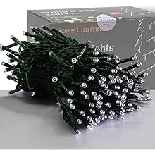 HOME LIGHTING 66ft Christmas Decorative Mini Lights, 200 LED Green Wire Fairy Starry String Lights Plug in, 8 Lighting Modes, for Indoor Outdoor Xmas Tree Wedding Party Decoration (White)