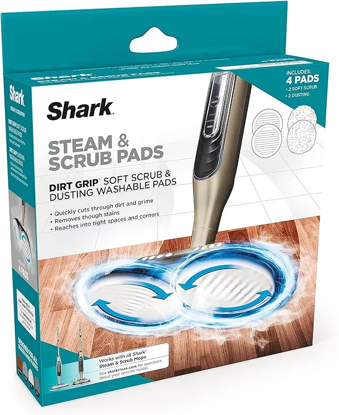 Shark, Grey XKITP7000D Soft 2 Steam & Scrub Dirt Grip Dusting Washable Pads