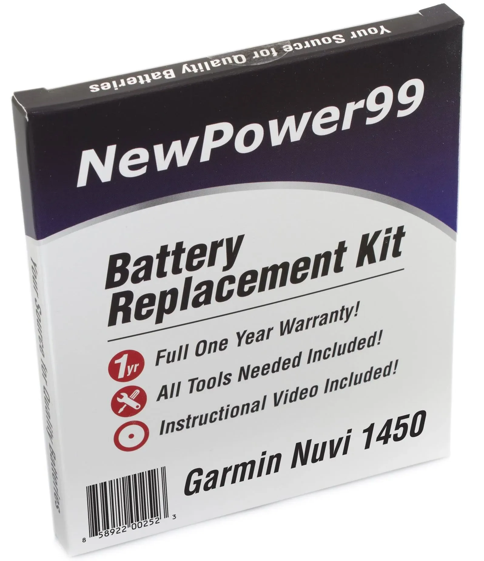 Garmin Nuvi 1450 Battery Replacement Kit with Tools, Video Instructions, Extended Life Battery and Full One Year Warranty