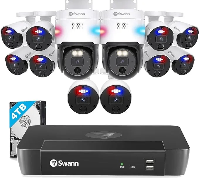 16 Channel 10 Camera 12MP Pro Enforcer 4TB NVR Security System with 2 Enforcer 4K PT Cams - SONVK-1690010B2PT-US