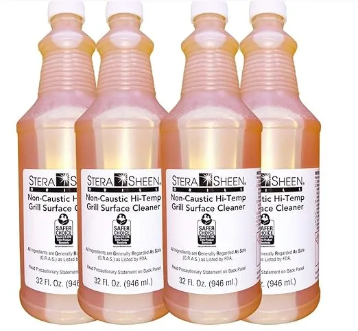 Stera-Sheen Griddle & Flat Grill Surface Cleaner, Case of 4 x 32 fl oz Bottles, Food-Safe, Non-Caustic, Powerful Griddle Surface Cleaner, Clean Hot Surfaces, Eliminate Tough Encrusted Grease, (4 x 946ml)Stera-Sheen Griddle & Flat Grill Surface Cleaner, C