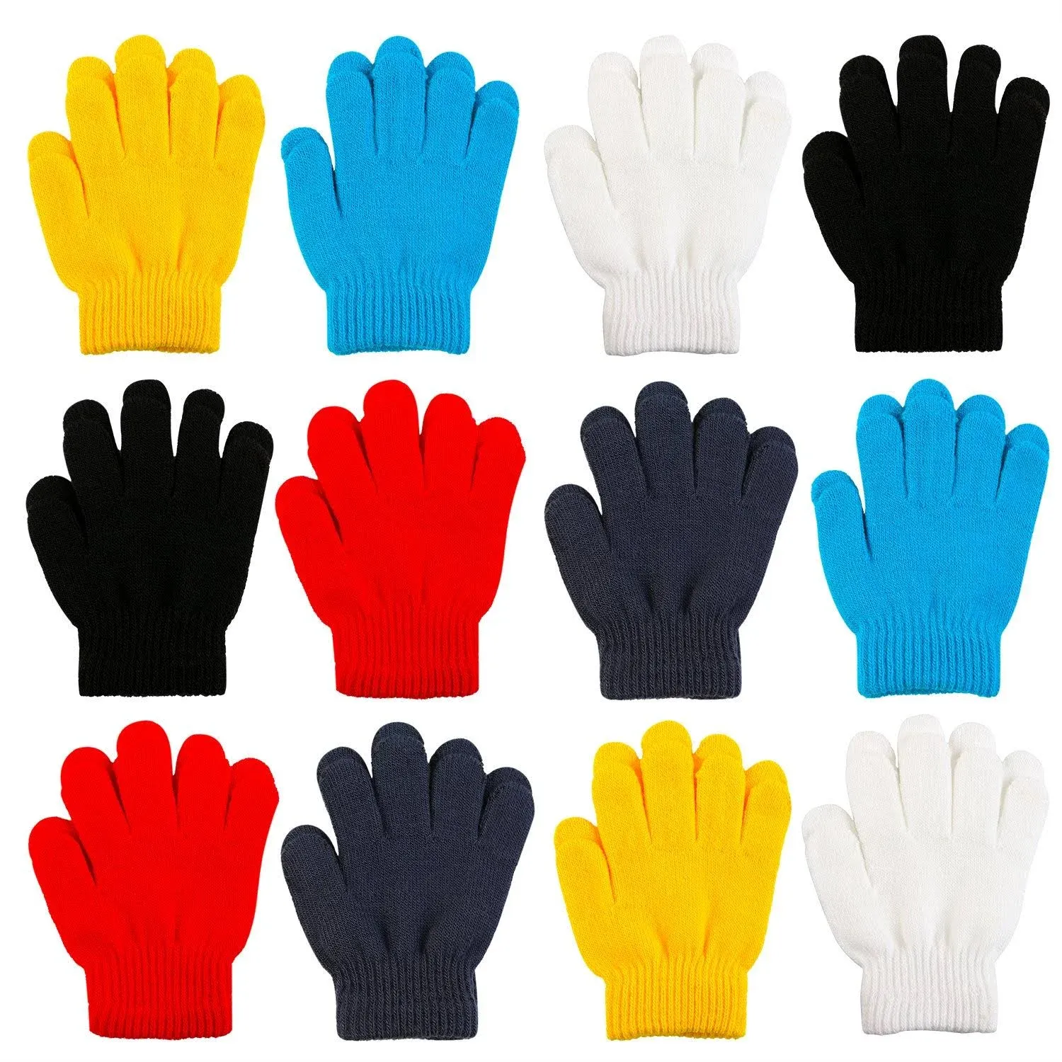 Cooraby 12 Pairs Kid's Winter Magic Gloves Children Stretchy Warm Magic Gloves ...