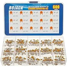 Bojack 15 Type Values 600pcs Ceramic Capacitor Assortment Kit Capacitors from 10pF to 100nF in A Box