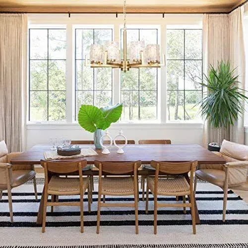 ALICE HOUSE 25.6&#034; Dining Room Chandeliers 8 Light Brushed Brass Contemporary ...