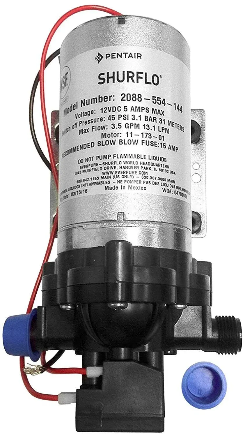 SHURflo 2088-554-144 Delivery Pump 3.5 GPM 45 PSI 12VDC No Cord