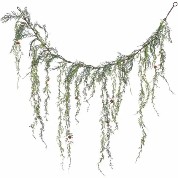 Vickerman 4' Weeping Cedar Artificial Christmas Garland, Unlit - Faux Cedar Christmas Garland - Indoor Seasonal Home Decor