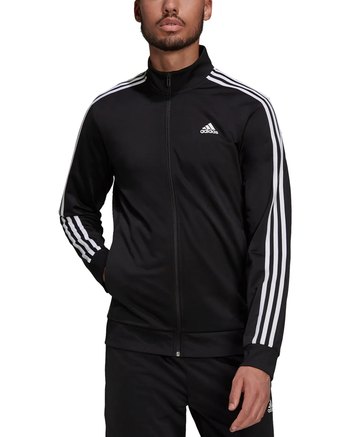 Adidas Men's Essentials Warm-Up 3-Stripes Track Jacket Black, Small