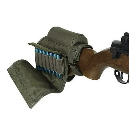 Rifle Buttstock, Adjustable Tactical Cheek Rest Pad Ammo Pouch with 7 Shells Holder for Hunting Shooting